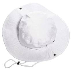 KorhLeoh Sonnenhüte für Herren mit UV-Schutz, breite Krempe, Eimer, Angeln, Safari-Boonie-Hut für Sommer, weiß, 60 von KorhLeoh