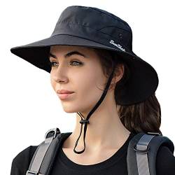 KorhLeoh Sonnenhut für Damen, UV-Schutz, Angelhut mit breiter Krempe, Sommerhut für den Strand, Safari Booney Bucket Hat von KorhLeoh