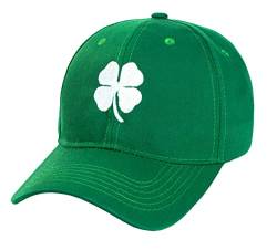 KorhLeoh St. Patricks Day Irland 4 Blätter Kleeblatt Stickerei Polo-Stil Baseballkappe Green Day Glücksmütze St. Patrick Dekor (as1, alpha, one_size, grün) von KorhLeoh