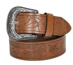 KorhLeoh Western-Belts-for-Women - Cowboy Cowgirl-Lether-Waist-Belts with Vintage Western-Carved-Buckle for Jeans Pants Dresses von KorhLeoh