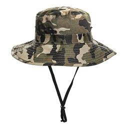 Korhleoh Safari Hut für Kinder, Fischerhut mit breiter Krempe UPF50+ Sonnenhut für Jungen, Tarnung, 7-14 anni von Korhleoh