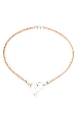 Halskette mit Herzanhänger aus Naturkork | Stylische Halskette aus Kork | silbernes Herz | vegane Mode | Halskette für Damen von Kork-Deko