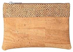 Kleine Kork-Tasche (Hellbraun mit Muster) - kleine Pouch - Etui - großer Geldbeutel - Kosmetiktasche - Portemmonaie mit Snake Print von Kork-Deko