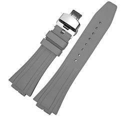 MOD Kit Kompatibles Fluorkautschuk-Armband modifiziertes Gummi-Armband für Casio für G-shock Herren GM2100 GM-2100B Uhrenzubehör mit Werkzeug (graues Armband + silberfarbene Schnalle) von Korlexchi