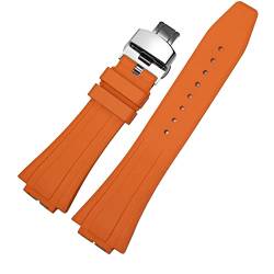 MOD Kit Kompatibles Fluorkautschuk-Armband modifiziertes Gummi-Armband für Casio für G-shock Herren GM2100 GM-2100B Uhrenzubehör mit Werkzeug (orangefarbenes Armband + silberfarbene Schnalle) von Korlexchi