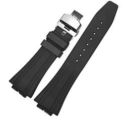 MOD Kit Kompatibles Fluorkautschuk-Armband modifiziertes Gummi-Armband für Casio für G-shock Herren GM2100 GM-2100B Uhrenzubehör mit Werkzeug (schwarzes Armband + silberfarbene Schnalle) von Korlexchi