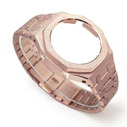 MOD Kit Mattierte Serie für GA2100 GA-2110 Metall-Uhrengehäuse, Armband, 316 Edelstahl, modifiziertes Zubehör, Lünette, Armband (Rose Frost) von Korlexchi