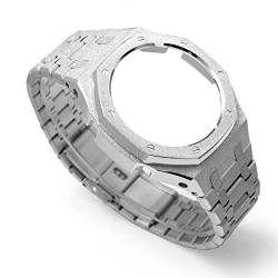MOD Kit Mattierte Serie für GA2100 GA-2110 Metall-Uhrengehäuse, Uhrenarmband, 316 Edelstahl, modifiziertes Zubehör, Lünette, Armband (Silver Frost) von Korlexchi