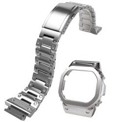 MOD Kit Metall Uhrengehäuse Lünette Band Armband 316 Edelstahl Armband Kompatibel mit Casio Männer Für G-SHOCK DW-H5600 (DW-H5600, Silberset) von Korlexchi