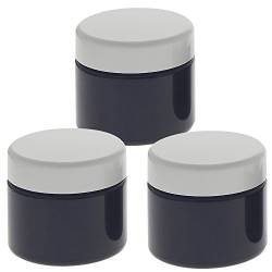3 Violett Glas-Tiegel 100ml mit weißem Deckel Kosmetex Kosmetik-Tiegel, Salbentiegel, Cremedose, 3x Deckel-Weiss von Kosmetex