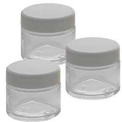 Klar-Glas Tiegel 50ml mit Deckel Weiß, Leere Kosmetex Creme Glas-Dose, Kosmetik-Dose aus Klarglas, Klar - Weiß, 3 Stück von Kosmetex