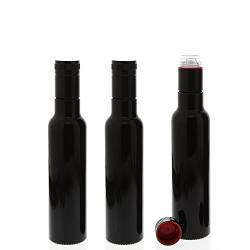 Mironglas Ölflasche 250ml m. Ausgießring, Violett-Glas Essig-Flasche, Kosmetex Lichtschutz-Flasche Miron, rund, 3× 250 ml von Kosmetex
