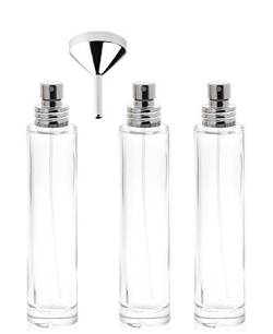 Parfüm-Zerstäuber, 15 ml Glas-Flakon für Parfum Kosmetex silber Aluminium-Zerstäuber, leer, 3x 15ml Silber +Trichter von Kosmetex