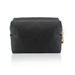 Kososuru Kleine Make-up-Tasche, tragbare Kosmetiktasche für Frauen, Make-up-Tasche, wasserdichte Kulturtasche für Reisen, Schwarz, Normal, Tragbar von Kososuru