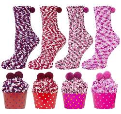 Kotashion Kuschelsocken Damen Flauschige Geschenke für Frauen Winter Warme Cupcake Kuschelsocken Weihnachtsgeschenke Valentinstag Geburtstagsgeschenk Kuschelsocken Damen 39-42 MEHRWEG von Kotashion