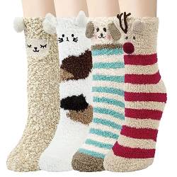 Kotashion Kuschelsocken Damen Flauschige Socken lustige Weihnachtsgeschenke für Frauen gemütliche Winter-Thermosocken niedliche warme Tierbettsocken Mädchen beste Geschenkideen von Kotashion