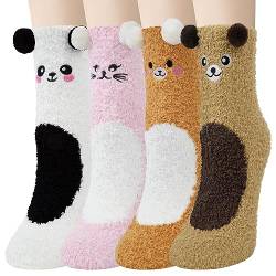 Kotashion Kuschelsocken Damen Flauschige Socken lustige Weihnachtsgeschenke für Frauen gemütliche Winter-Thermosocken niedliche warme Tierbettsocken Mädchen beste Geschenkideen von Kotashion