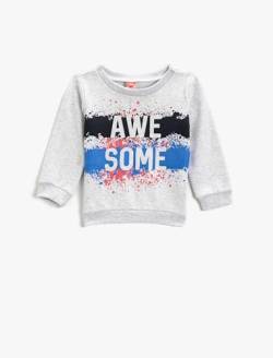 Koton Baby - Jungen Awesome Printed Crew Neck Sweatshirt, Light Grey (Krm), 9-12 Monate EU von Koton