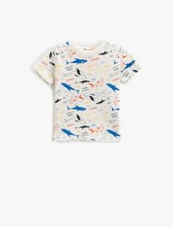 Koton Baby - Jungen Short Sleeve Crew Neck Shark and Whale Printed T-Shirt, Ecru Design (03e), 18-24 Monate EU von Koton