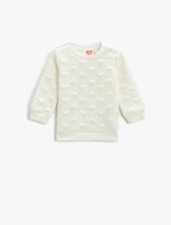 Koton Baby - Mädchen Heart Patterned Quilted Long Sleeve Crew Neck Sweatshirt, Ecru (010), 9-12 Monate EU von Koton