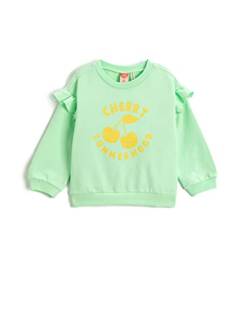 Koton Baby - Mädchen Ruffle Detail Printed Long Sleeve Crew Neck Brushed Interior Sweatshirt, Green (752), 6-9 Monate EU von Koton