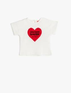 Koton Babygirl Atatürk Baskılı Tişört Sequined Short Sleeve Round Collar Cotton von Koton