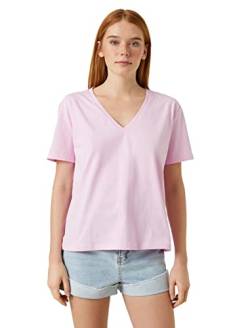 Koton Damen Basic V Neck Short Sleeve T-Shirt, Pink (265), XL EU von Koton