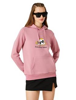 Koton Damen Bedruckter Hoodie Sweatshirt, Rosa (258), L von Koton