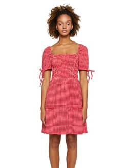 Koton Damen Check Square Neck Gimped Puff Sleeve Dress, Red Design (4d1), L EU von Koton