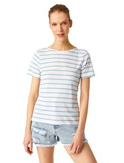 Koton Damen Crew Neck Short Sleeve Striped Basic T-Shirt T Shirt, Blue Stripe (06n), S EU von Koton