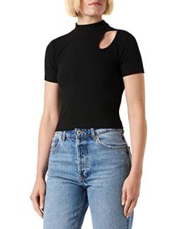 Koton Damen Crop Cut Out Detail High Neck Short Sleeve T-Shirt, Black (999), S EU von Koton