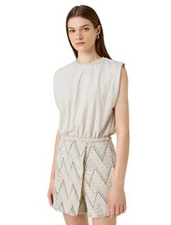 Koton Damen Elastic Waist Shoulder Pad Sleeveless Crop Blouse, Beige (057), L EU von Koton