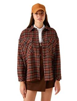 Koton Damen Jacket Long Sleeve Shirt, Brown Check (5c1), 36 EU von Koton