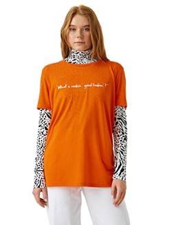 Koton Damen Printed Short Sleeve T-Shirt T Shirt, Orange (237), XXL EU von Koton