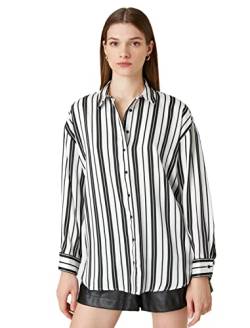 Koton Damen Relax Fit Long Sleeve Shirt, Black Stripe (04m), 36 EU von Koton