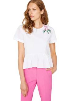 Koton Damen Shirt Mit Volantsaum Bluse, Weiß (White 001), (Herstellergröße: 34) von Koton