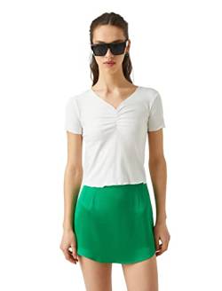 Koton Damen Short Sleeve Ruffle Basic T-Shirt T Shirt, Off White (001), S EU von Koton