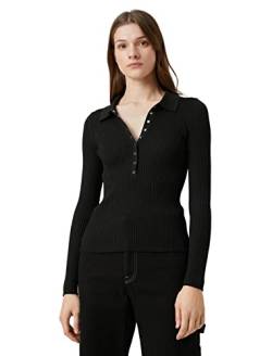 Koton Damen Snap Button Polo Neck Slim Fit Pullover Sweater, Black (999), XS EU von Koton