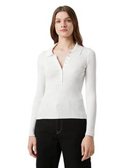 Koton Damen Snap Button Polo Neck Slim Fit Pullover Sweater, Ecru (010), L EU von Koton