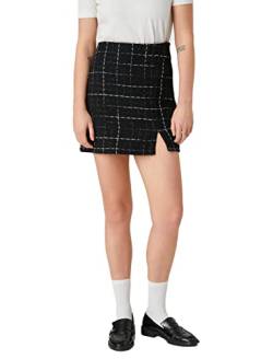 Koton Damen Tweed Mini Slit Detail Skirt, Black Check (9c9), 36 EU von Koton