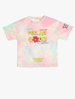 Koton Girls T-Shirt Tie-Dye Patterned Short Sleeve Round Collar von Koton