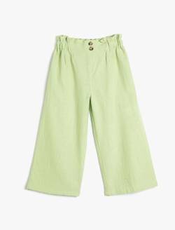 Koton Girls Wide Leg Trousers Elastic Waistband Cotton Relax Cut von Koton