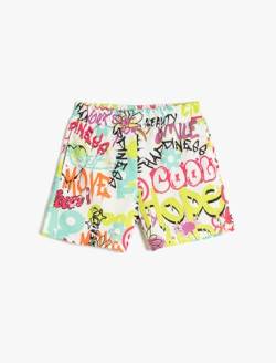 Koton Girlss Elastic Waistband Pockets Printed Shorts, Ecru Design (0d1), 11-12 Jahre EU von Koton