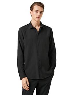 Koton Herren Basic Classic Neck Long Sleeve Shirt, Black (999), S EU von Koton