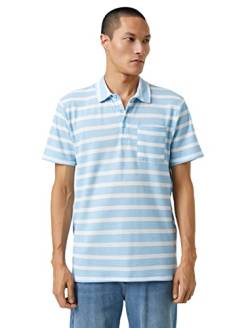 Koton Herren Basic Polo Neck Buttoned Pocket Detailed T-Shirt, Blue Stripe (20s), L EU von Koton