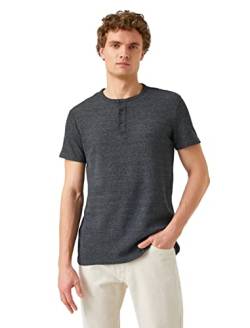 Koton Herren Button Neck Pique Basic T-Shirt T Shirt, Anthracite (045), XXL EU von Koton