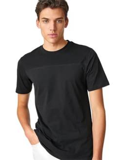 Koton Herren Crew Neck Short Sleeve Seam Detailed T-Shirt, Black (999), XL EU von Koton
