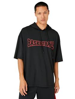 Koton Herren Hooded Sport Basketball Printed T-Shirt, Black (999), S EU von Koton