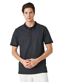 Koton Herren Polo Neck Geometric Detailed Slim Fit T-Shirt, Black Design (9d9), XXL EU von Koton