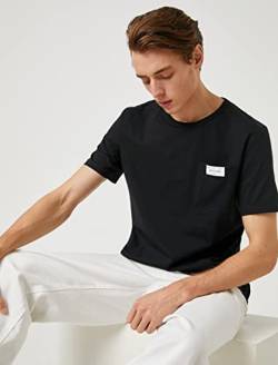 Koton Herren Printed Pocket Detailed Crew Neck T-Shirt, Black (999), L EU von Koton